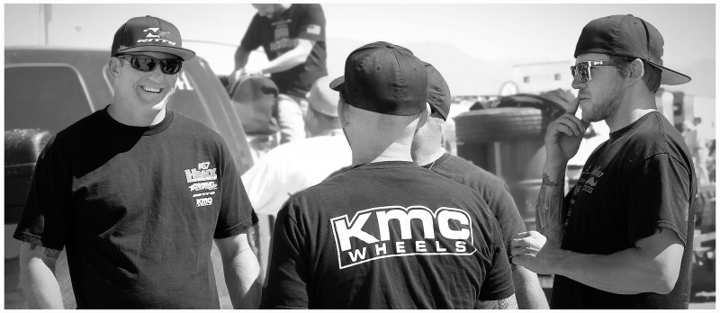 Loren Healy, Nick Nelson, and friends in the pits at The MINT 400.  (photo credit:  White Collar Publishing)